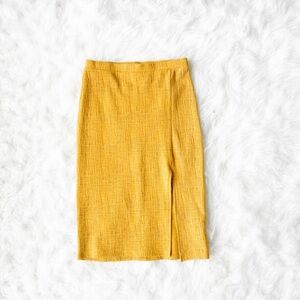 JACK by BB Dakota Yellow Textured Pencil Skirt XS Mustard Midi